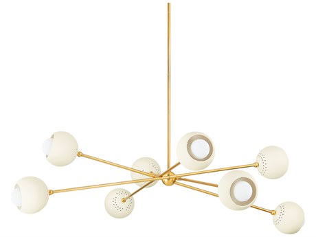 Mitzi Saylor 8-Light Aged Brass Soft Cream Chandelier