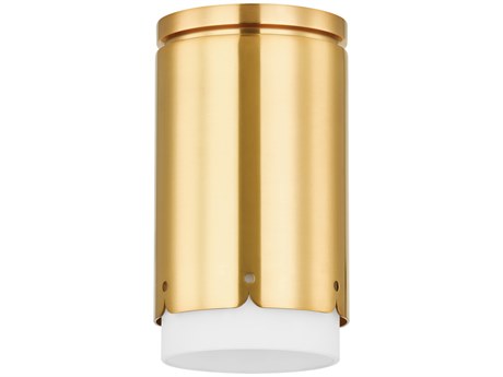 Mitzi Asa 1-Light Aged Brass Cylinder Flush Mount