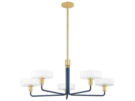 Mitzi Aston 5-Light Aged Brass Slate Blue Chandelier