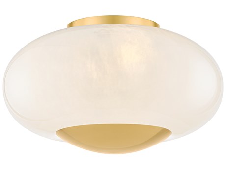 Mitzi Lottie 2-Light Aged Brass Round Flush Mount