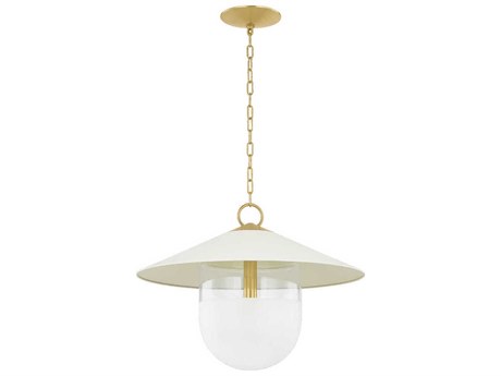 Mitzi Ressi 1-Light Aged Brass Soft Cream Bowl Pendant