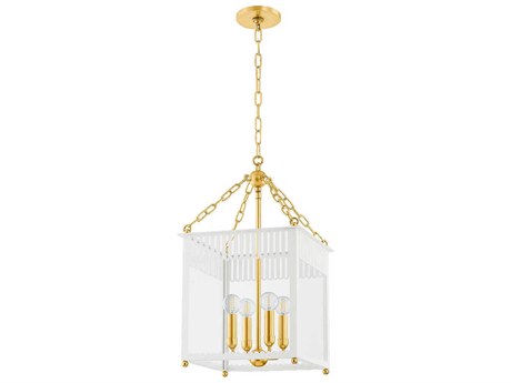 Mitzi Rosalie 4-Light Aged Brass Soft Cream Lantern Mini Pendant