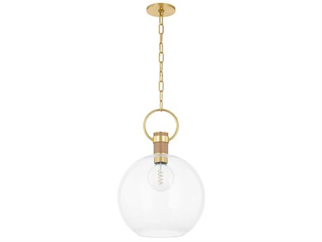 Mitzi Catrine 1-Light Aged Brass Globe Pendant
