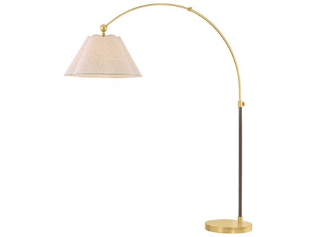Mitzi Mandy Cheng Janie Aged Brass True Bronze Natural Linen Fabric Floor Lamp