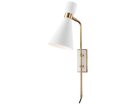 Mitzi Willa 1-Light Aged Brass Soft Off White Wall Sconce