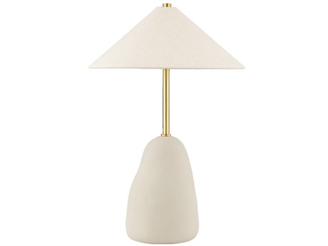 Mitzi Maia Aged Brass Ceramic Textured Beige Off White Buffet Lamp