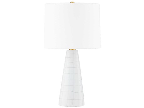 Mitzi Melinda Aged Brass White Linen Buffet Lamp
