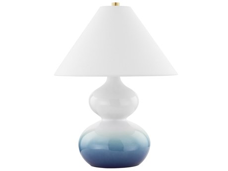 Mitzi Aimee Aged Brass White Linen Table Lamp