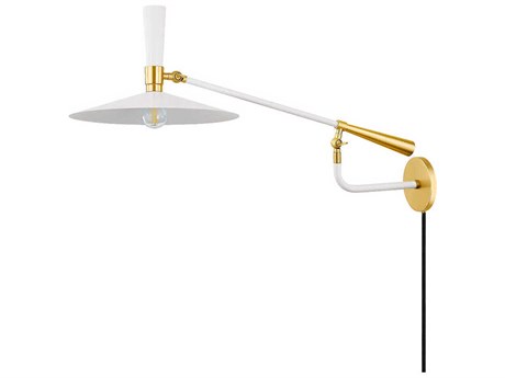 Mitzi Milena 1-Light Aged Brass Soft Cream Swing Wall Sconce
