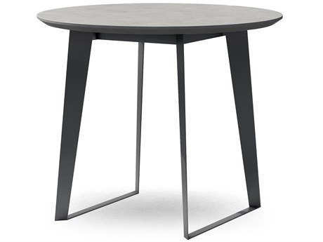 Modloft Outdoor Amsterdam Gray Concrete 36'' Wide Steel Round Bistro Table