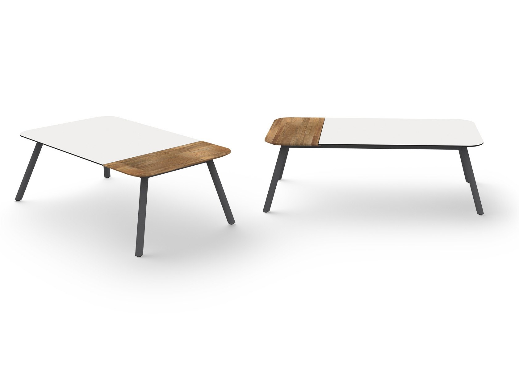 MamaGreen Daisy Aluminum Rectangular HPL/Teak Top Chat Table