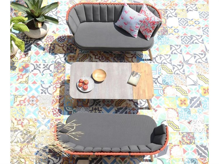 MamaGreen Daisy Rae Teak Rope Outdoor Patio Lounge Set