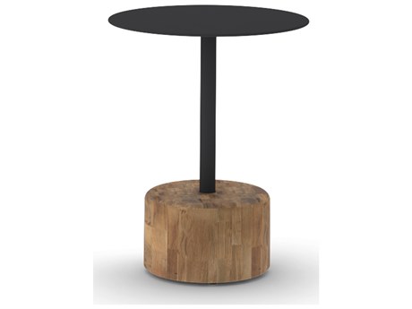 MamaGreen Glyph Quick Ship Aluminum Teak 16'' Round Low Table