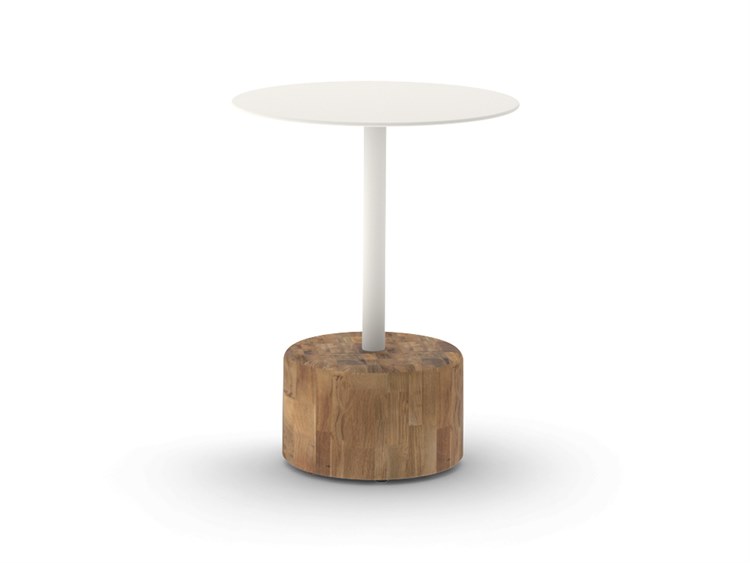 MamaGreen Glyph Quick Ship Aluminum Teak 16'' Round Low Table