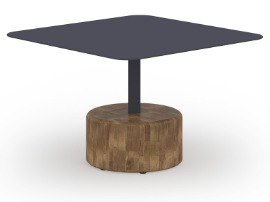 MamaGreen Glyph Aluminum Teak Square Low Coffee Table