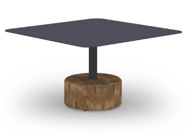 MamaGreen Glyph Aluminum Teak Square Low Coffee Table