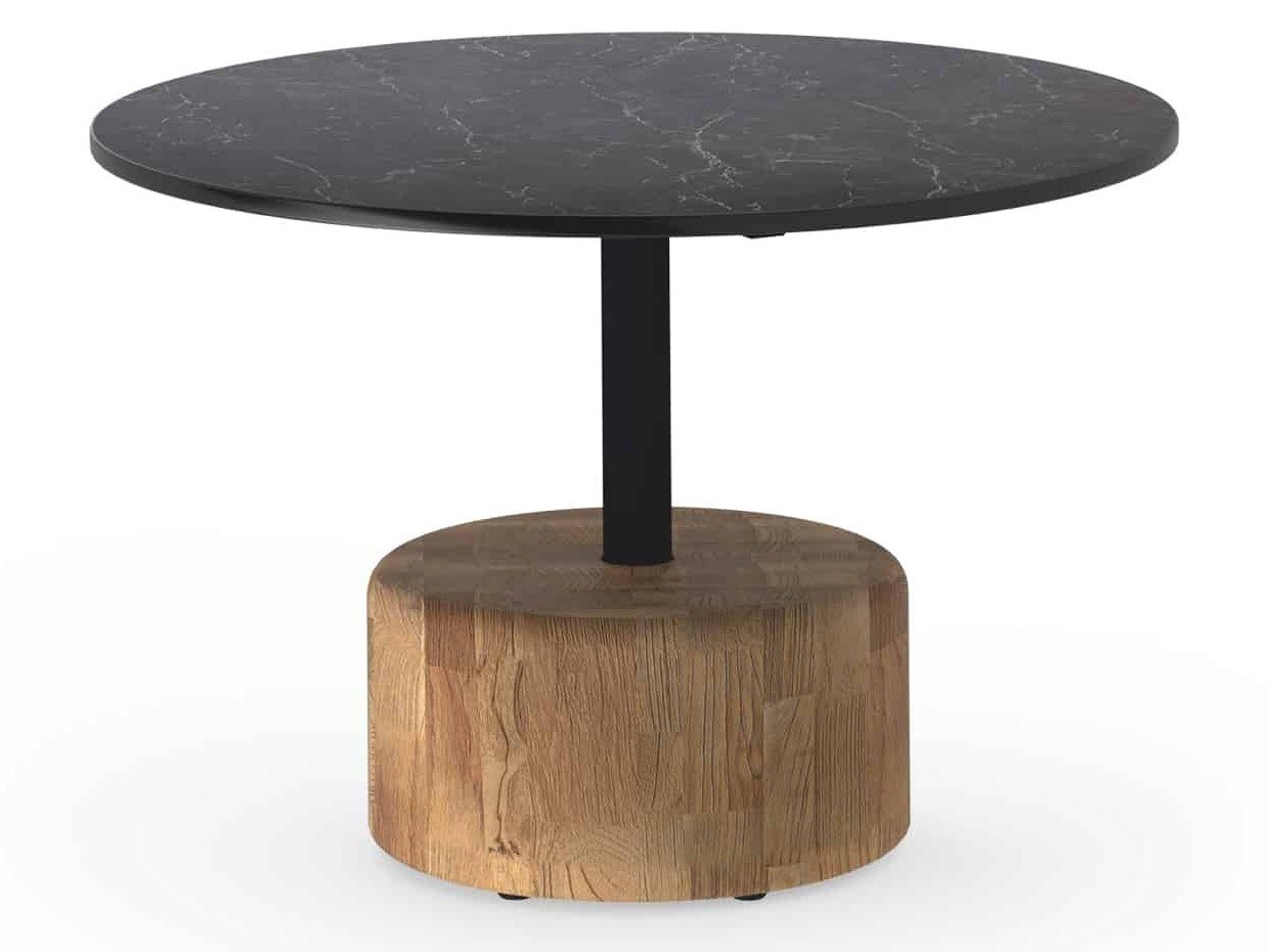 MamaGreen Glyph Aluminum Teak Round HPL Top Coffee Table