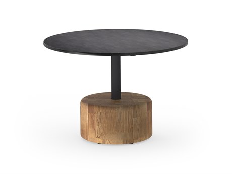 MamaGreen Glyph Quick Ship Aluminum Teak 23.5'' Round Low Table
