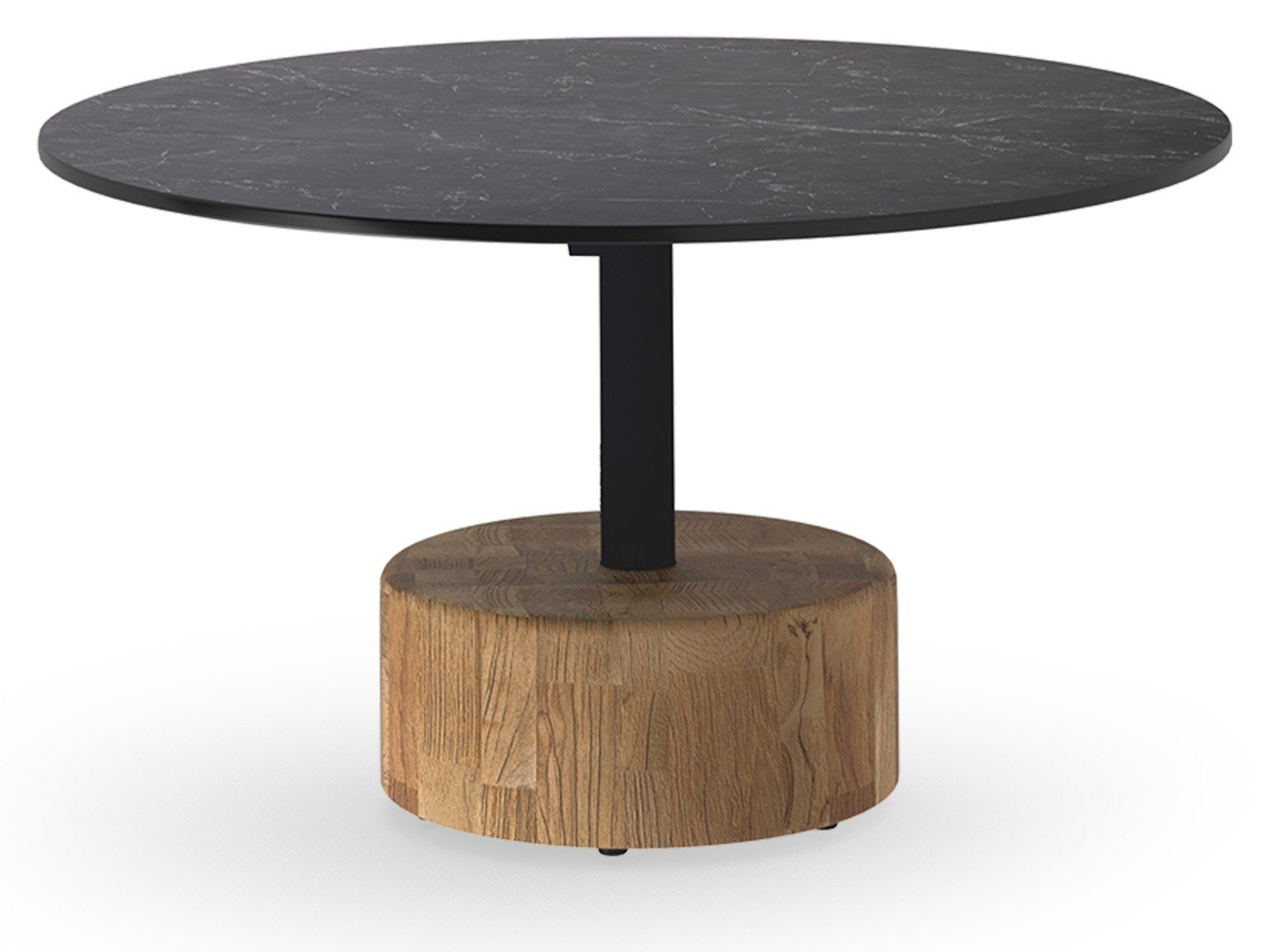MamaGreen Glyph Aluminum Teak Round HPL Top Low Coffee Table