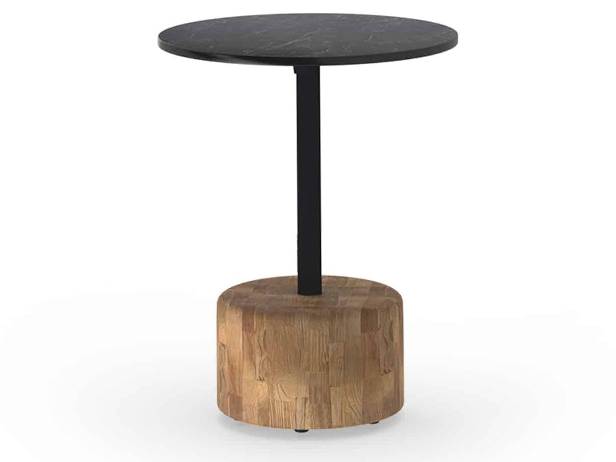 MamaGreen Glyph Aluminum Teak Round HPL Top Low End Table