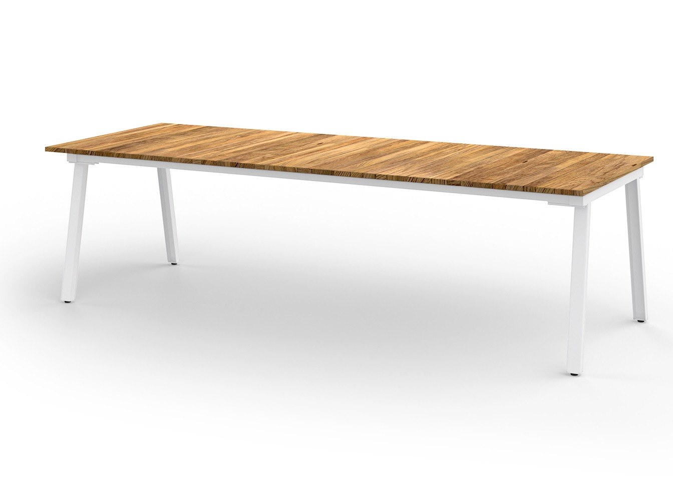 MamaGreen Maxximus Steel Rectangular Teak Top Dining Table
