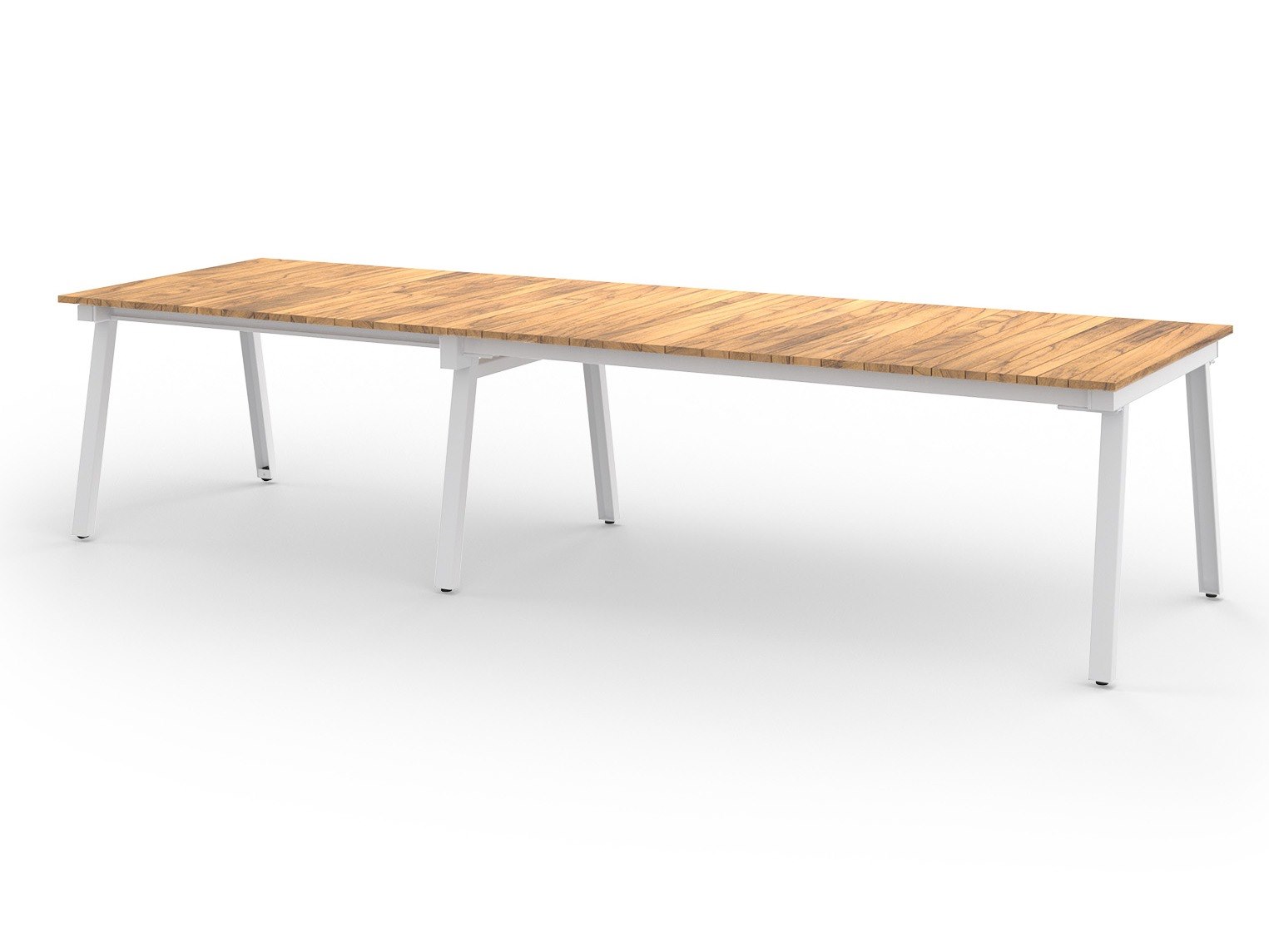 MamaGreen Maxximus Steel Rectangular Teak Top Extendable Dining Table