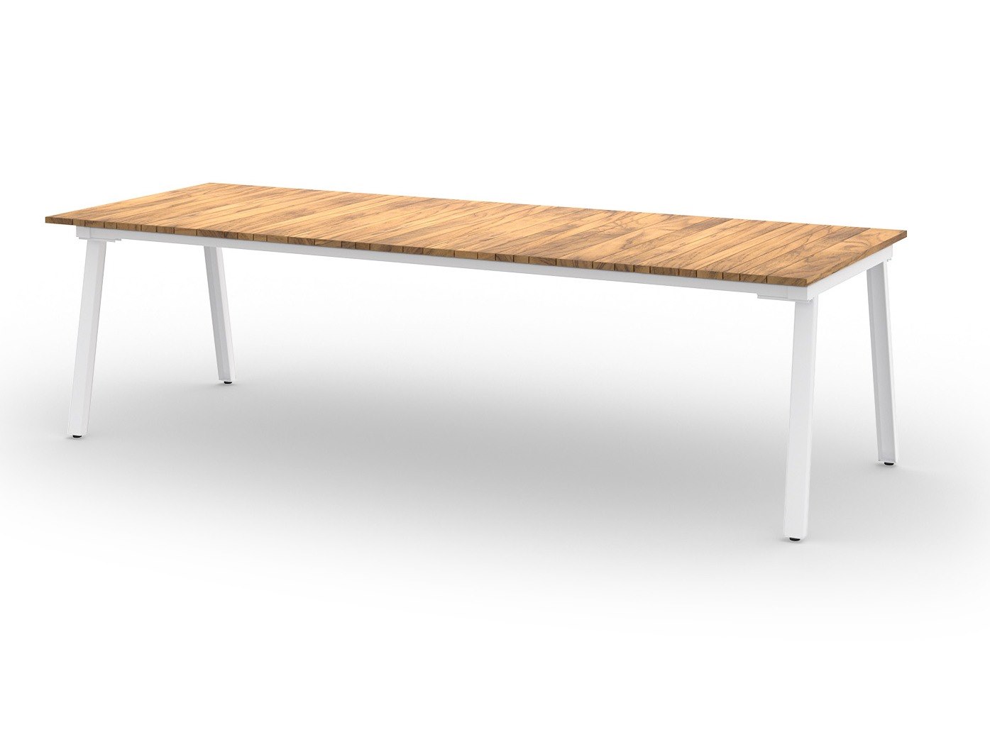 MamaGreen Maxximus Steel Rectangular Teak Top Dining Table