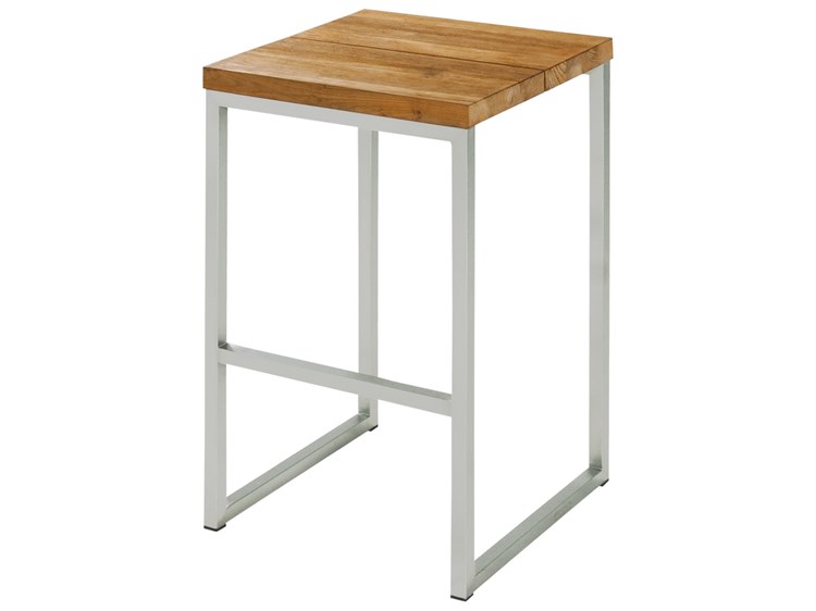 MamaGreen Oko Steel Teak Outdoor Patio Bar Stool