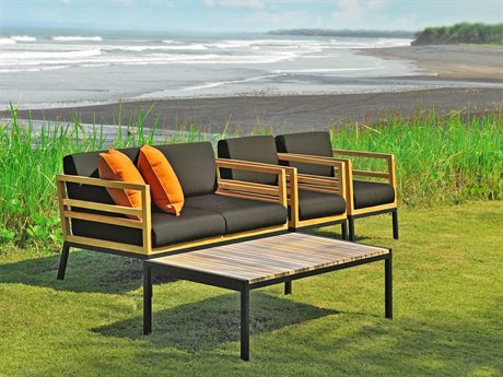 Mamagreen Zudu Aluminum Steel Teak Cushion Lounge Set