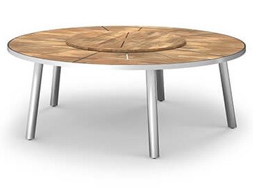 MamaGreen Meika Steel Round HPL Top Dining Table with Rotating Tray