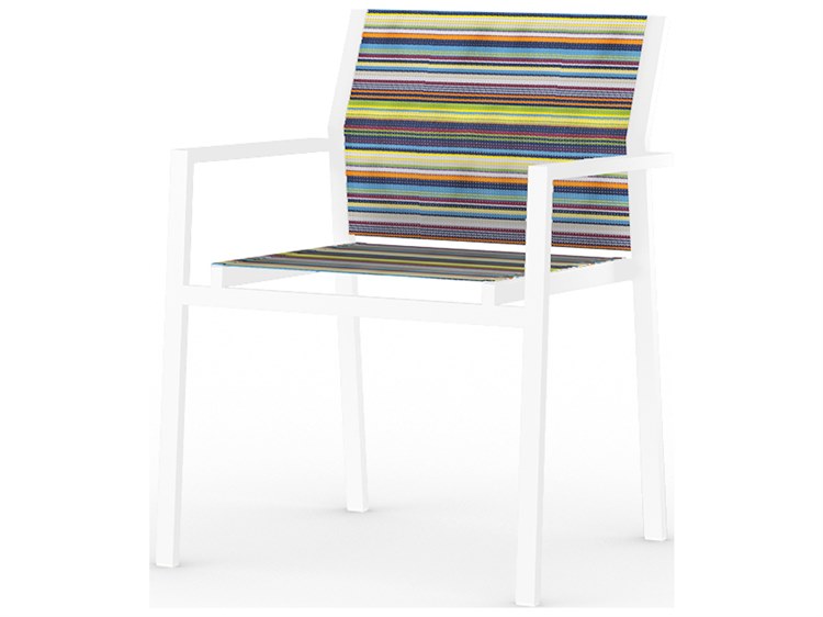 MamaGreen Stripe Aluminum Sling Stackable Dining Arm Chair