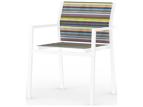 MamaGreen Stripe Quick Ship Aluminum Sling Stackable Dining Arm Chair