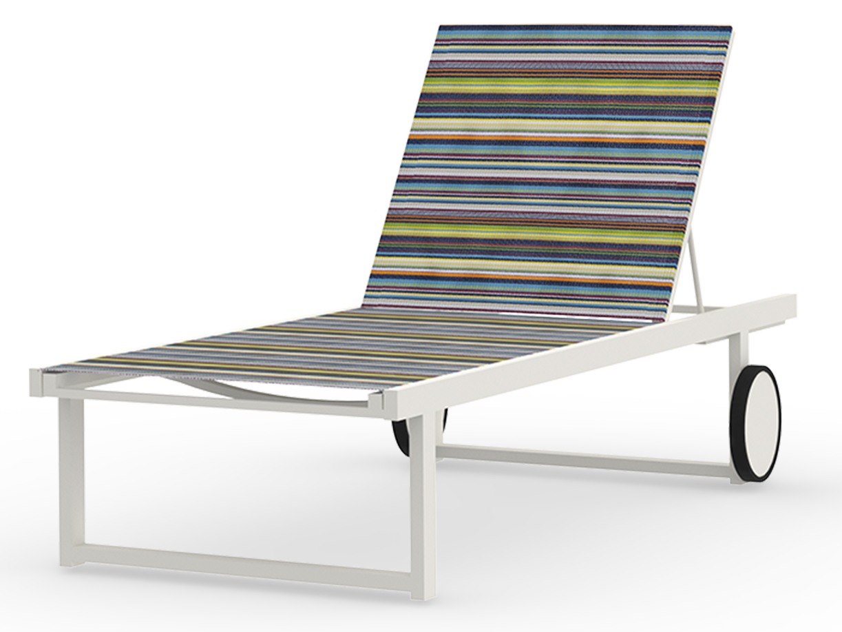 MamaGreen Stripe Aluminum Sling Chaise Lounge Weighted