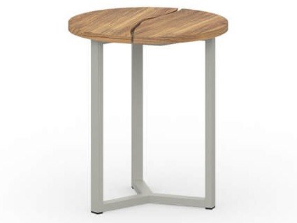 MamaGreen Munia Aluminum Round Teak Top Side Table