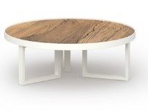 MamaGreen Munia Aluminum Round Teak Top Center Table