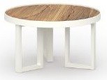 MamaGreen Munia Aluminum Round Teak Top Coffee Table