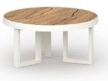 MamaGreen Munia Aluminum Round Teak Top Center Table
