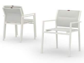 MamaGreen Allux Aluminum Padded Sling Stackable Dining Arm Chair