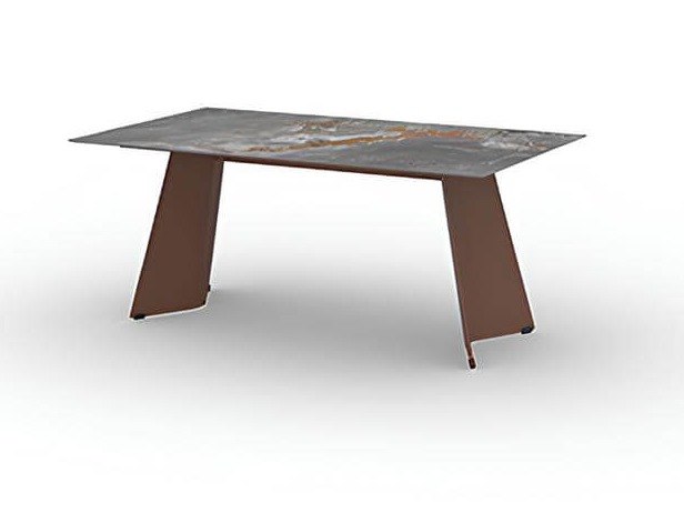 Mamagreen Prado Stainless Steel 71" x 39.5" Rectangular Dining Table in Sintered Stone Top