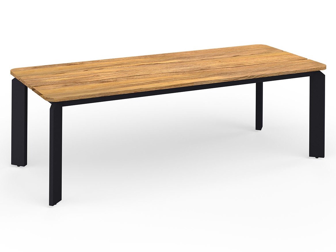 MamaGreen Titan Aluminum Rectangular Teak Top Dining Table