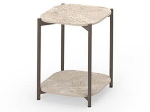 Mamagreen Titan Sintered Stone 16" Square Side Table with Shelf