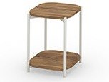 MamaGreen Titan Aluminum Square Teak Top Side Table with Shelf