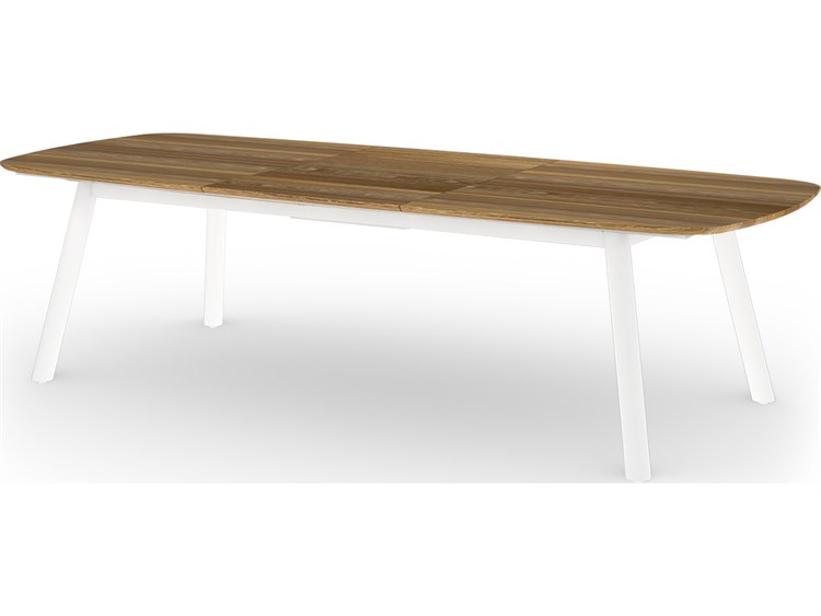 MamaGreen Zupy Aluminum Extension Large 96-116''W x 47''D Rectangular Dining Table with Teak Top