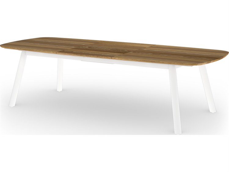MamaGreen Zupy Aluminum Extendable Large Rectangular Patio Dining Table with Teak Top