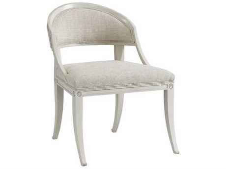 Mr. & Mrs. Howard Inese Hardwood White Leather Armless Dining Chair