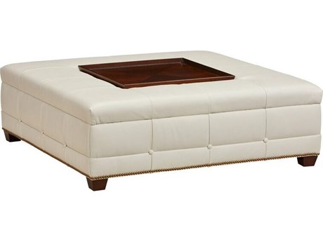 Mr. & Mrs. Howard Avino Cream Leather Ottoman