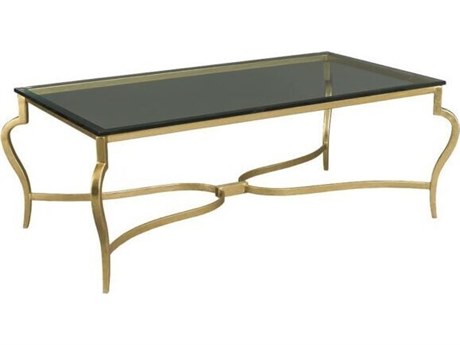 Mr. & Mrs. Howard Guilty Rectangular Glass Aged Gold Coffee Table