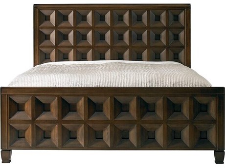 Mr. & Mrs. Howard Vice Brown Walnut Wood King Panel Bed