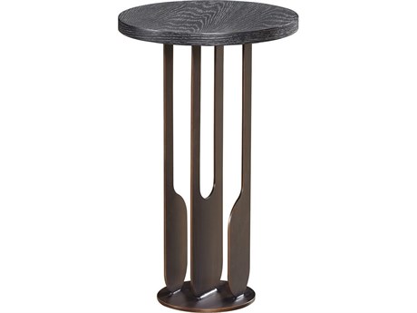 Mr. & Mrs. Howard Ratean Round Wood Antique Bronze End Table