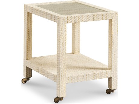 Mr. & Mrs. Howard Lane Rectangular Glass Rattan End Table